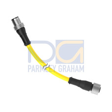 Cordset: Double Ended M12, 5-pin Straight Female, 5-pin Straight Male, 7.62 m 5x22 Yellow PVC Jacket, Nickel-Plated Brass Coupling Nuts