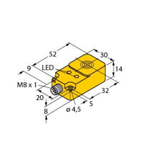 Inductive Sensor, Operating voltage 1030 VDC, Rated switching distance