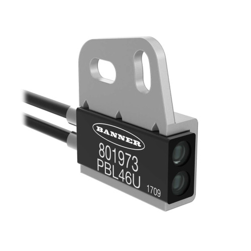 Plastic Fiber: Diffuse Reflective, Rectangular Aluminum Housing with integrated lenses, 1 core dia, 2 m Fiber Length, Free Cut, includes mounting bracket