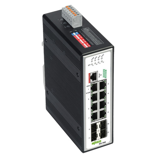 Industrial Managed Switch, 8 Ports 1000Base-T, 4-Slot 1000BASE-SX/LX, black metallic