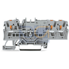 3-conductor through terminal block, with push-button, 2.5 mm&sup2;, gray