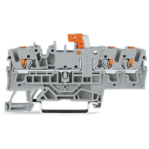 3-conductor disconnect/test terminal block, with push-button, with test option, gray