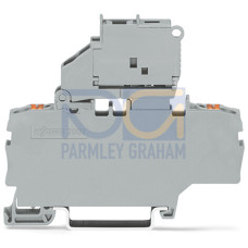 2-conductor fuse terminal block, with pivoting fuse holder, with additional jumper position, gray