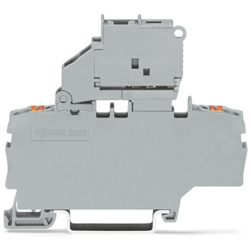 2-conductor fuse terminal block, with pivoting fuse holder, with additional jumper position, gray