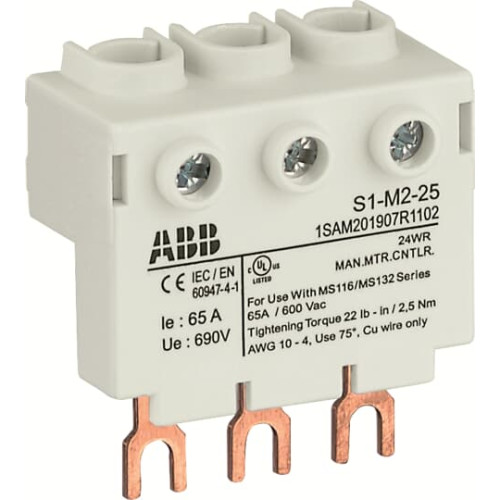 S1-M2-25 3-phase power infeed block High, for MS116 / MS132, 25mm2