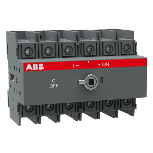 6-pole, front operated, base mounted, DIN-rail mountable switch-diconnector / non-fusible diconnect switch with protected clamp terminals, handle and shaft are not included