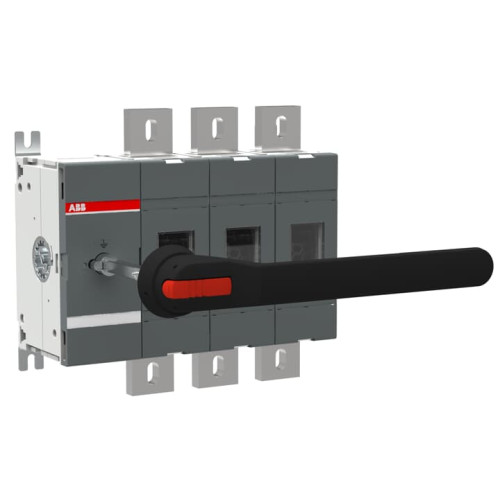 3-pole, front operated, vertically base mounted earthing switch with black IP65 handle and shaft, terminal bolt kit included