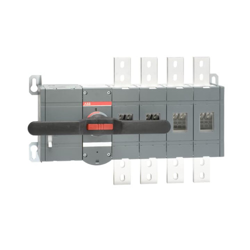 4-pole, motor operated, base mounted switch-diconnector with handle for manual operation, terminal bolt kit, handle and spare fuse storage clip and male connector for control circuit