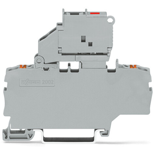 2-conductor fuse terminal block, with pivoting fuse holder, with additional jumper position, gray