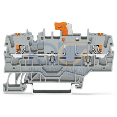 2-conductor disconnect/test terminal block, with push-button, with additional jumper position, gray