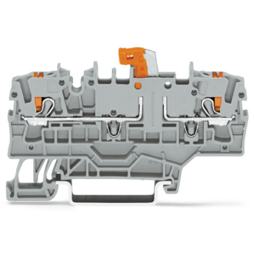 2-conductor disconnect/test terminal block, with push-button, with additional jumper position, gray