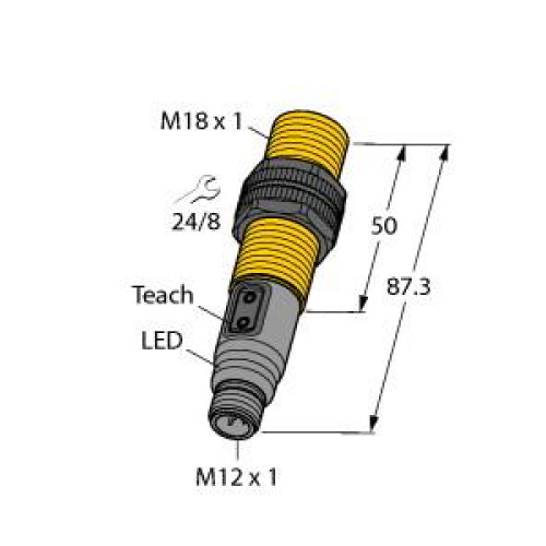 Capacitive Sensor, Operating voltage 1830 VDC, Rated switching distance