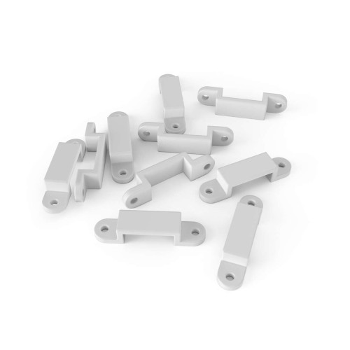 Bracket: For use with WLF12, Clamp, Set of Ten Brackets, Translucent Silicone, Designed for M3 or No. 4 Mounting Hardware
