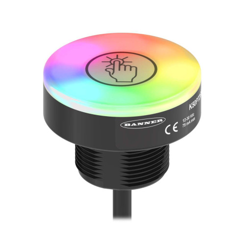 K50 Pro Compact Touch with IO-Link Series: RGB Touch Sensor, 18-30 V dc, Polycarbonate, IP67 IP69K, Multicolor, 150 (6 in) 4-pin M12 PVC Pigtail QD