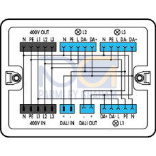 Distribution box, 400 V + DALI, 2 inputs, white