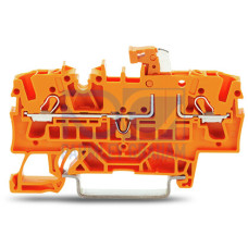 2-conductor disconnect/test terminal block, with test option, orange disconnect link, orange
