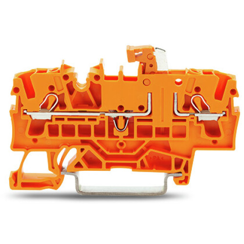 2-conductor disconnect/test terminal block, with test option, orange disconnect link, orange