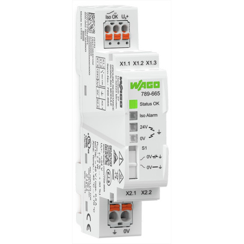 Ground resistance signaling module, Ground fault alarm via digital output, Supply voltage: 24 VDC