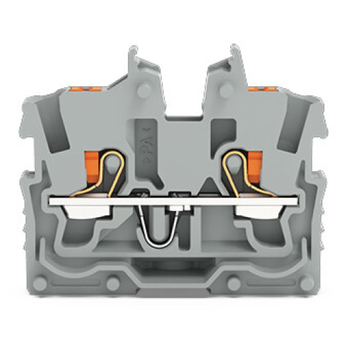 2-conductor miniature through terminal block, with push-button, 1 mm&sup2;, gray