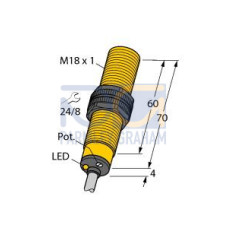 Capacitive Sensor, Rated switching distance 7.5 mm, Flush, Cable length