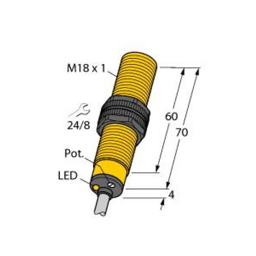 Capacitive Sensor, Rated switching distance 7.5 mm, Flush, Cable length