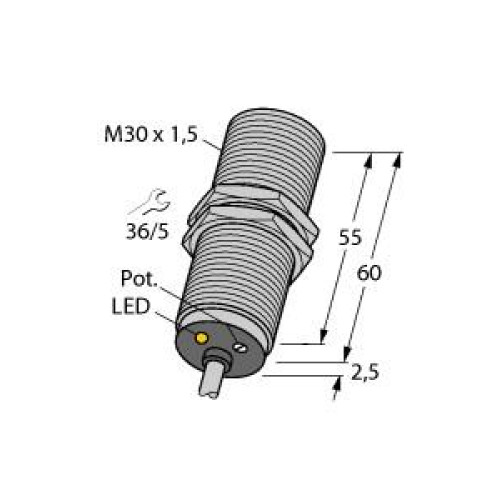 Capacitive Sensor, Rated switching distance 10 mm, Flush, Cable length