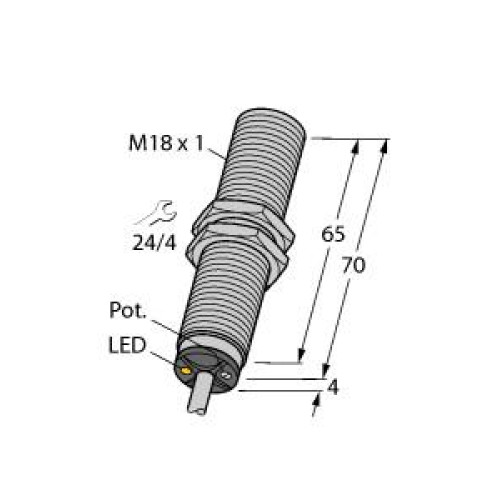 Capacitive Sensor, Rated switching distance 5 mm, Flush, Cable length