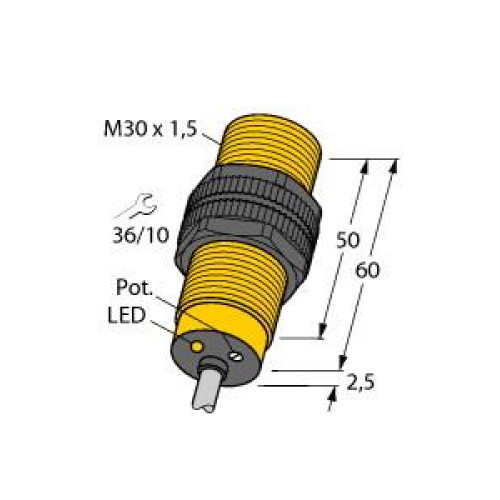 Capacitive Sensor, Operating voltage 20250 VAC, Rated switching distance