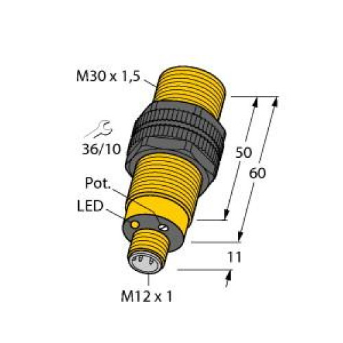 Capacitive Sensor, Rated switching distance 15 mm, Flush, M30 &times; 1.5