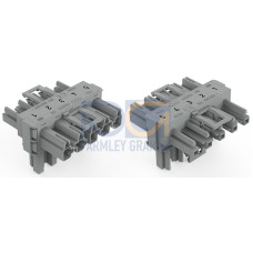 T-distribution connector, 5-pole, Cod. B, gray