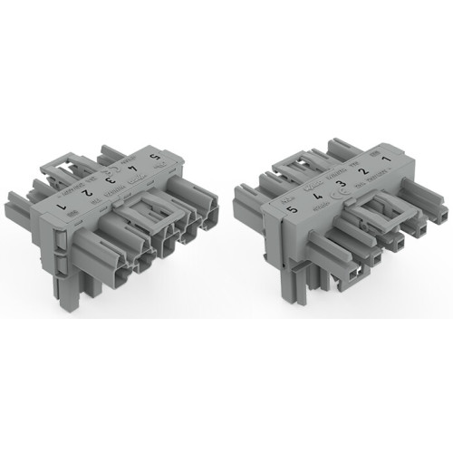 T-distribution connector, 5-pole, Cod. B, gray