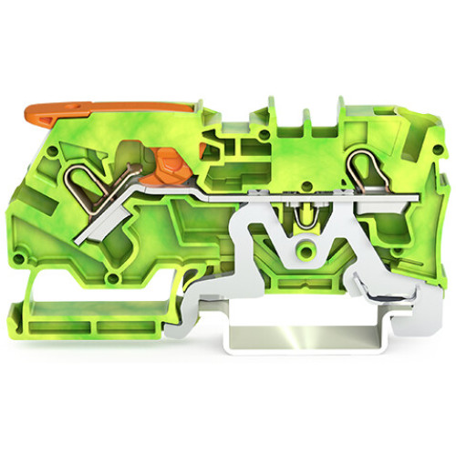 2-conductor ground terminal block, with lever and Push-in CAGE CLAMP&reg;, 4 mm&sup2;, green-yellow