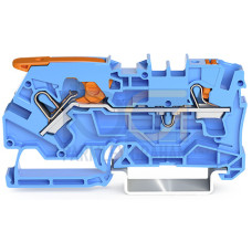 2-conductor through terminal block, with lever and push-button, 4 mm&sup2;, blue