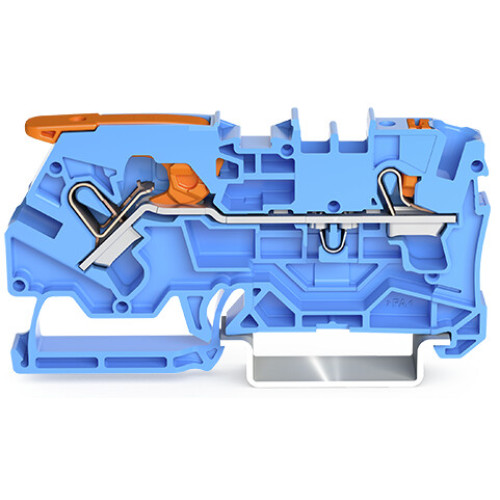 2-conductor through terminal block, with lever and push-button, 4 mm&sup2;, blue