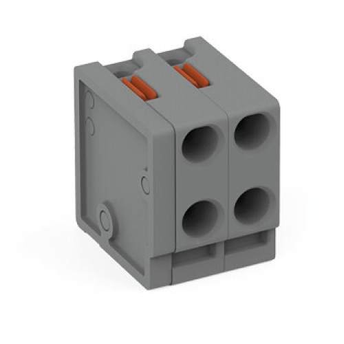 2-conductor female connector, push-button, PUSH WIRE&reg;, gray