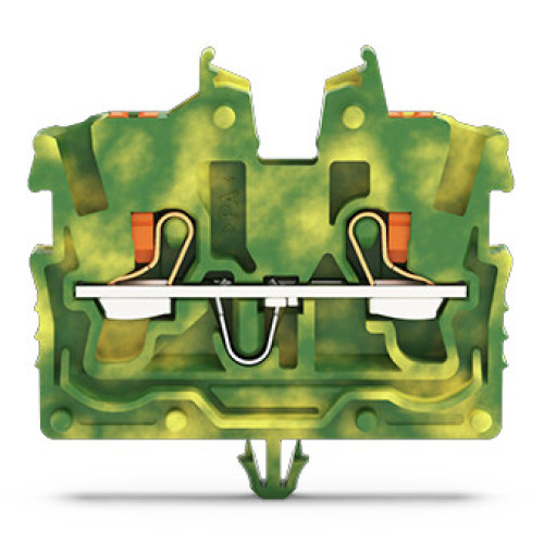2-conductor miniature through terminal block, with push-button, 1 mm&sup2;, green-yellow