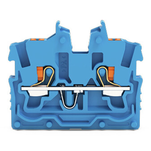 2-conductor miniature through terminal block, with push-button, 1 mm&sup2;, blue