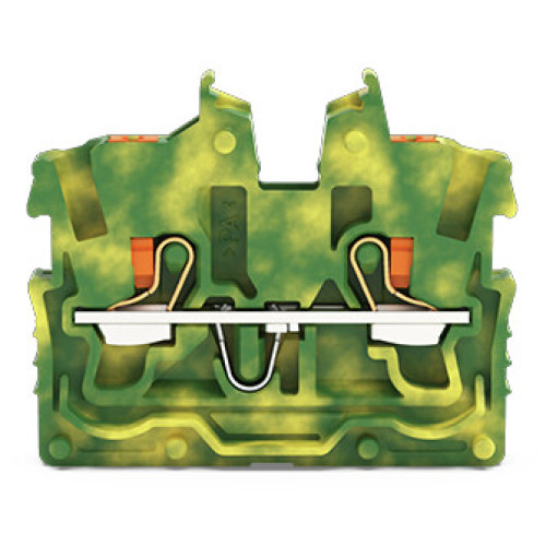 2-conductor miniature through terminal block, with push-button, 1 mm&sup2;, green-yellow