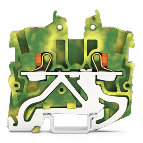 2-conductor miniature ground terminal block, with push-button, 1 mm&sup2;, green-yellow
