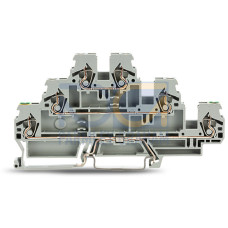 Triple-deck terminal block, Ground conductor/through/through terminal block, 2.5 mm&sup2;, gray