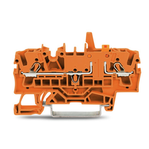 2-conductor disconnect/test terminal block, with mechanical interlock, with test option, orange