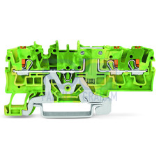 3-conductor ground terminal block, with push-button, 2.5 mm&sup2;, green-yellow