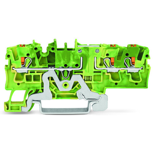 3-conductor ground terminal block, with push-button, 2.5 mm&sup2;, green-yellow