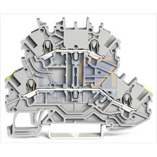 Double-deck terminal block, Through/through terminal block, L/L, gray