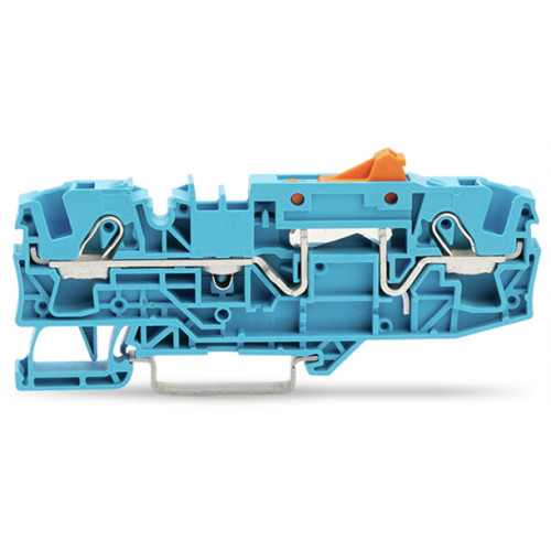 2-conductor disconnect terminal block, with pivoting knife disconnect, with test option, blue