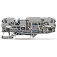 2-conductor fuse terminal block, for automotive blade-style fuses, with test option, gray