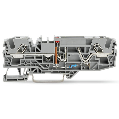 2-conductor fuse terminal block, for automotive blade-style fuses, with test option, gray