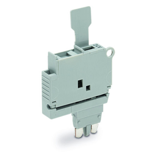 Fuse plug, with pull-tab, for 5 x 20 mm miniature metric fuse, gray