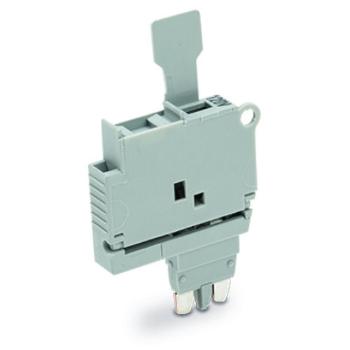 Fuse plug, with pull-tab, for 5 x 20 mm miniature metric fuse, gray