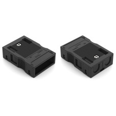Strain relief housing, 3-pole, for 2 cables, black